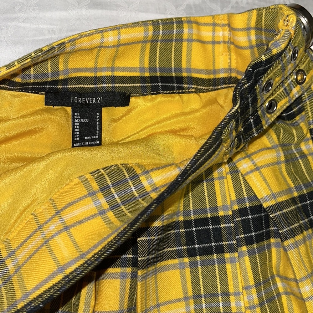 F21 plaid yellow Skirt Size Small - Picture 7 of 10